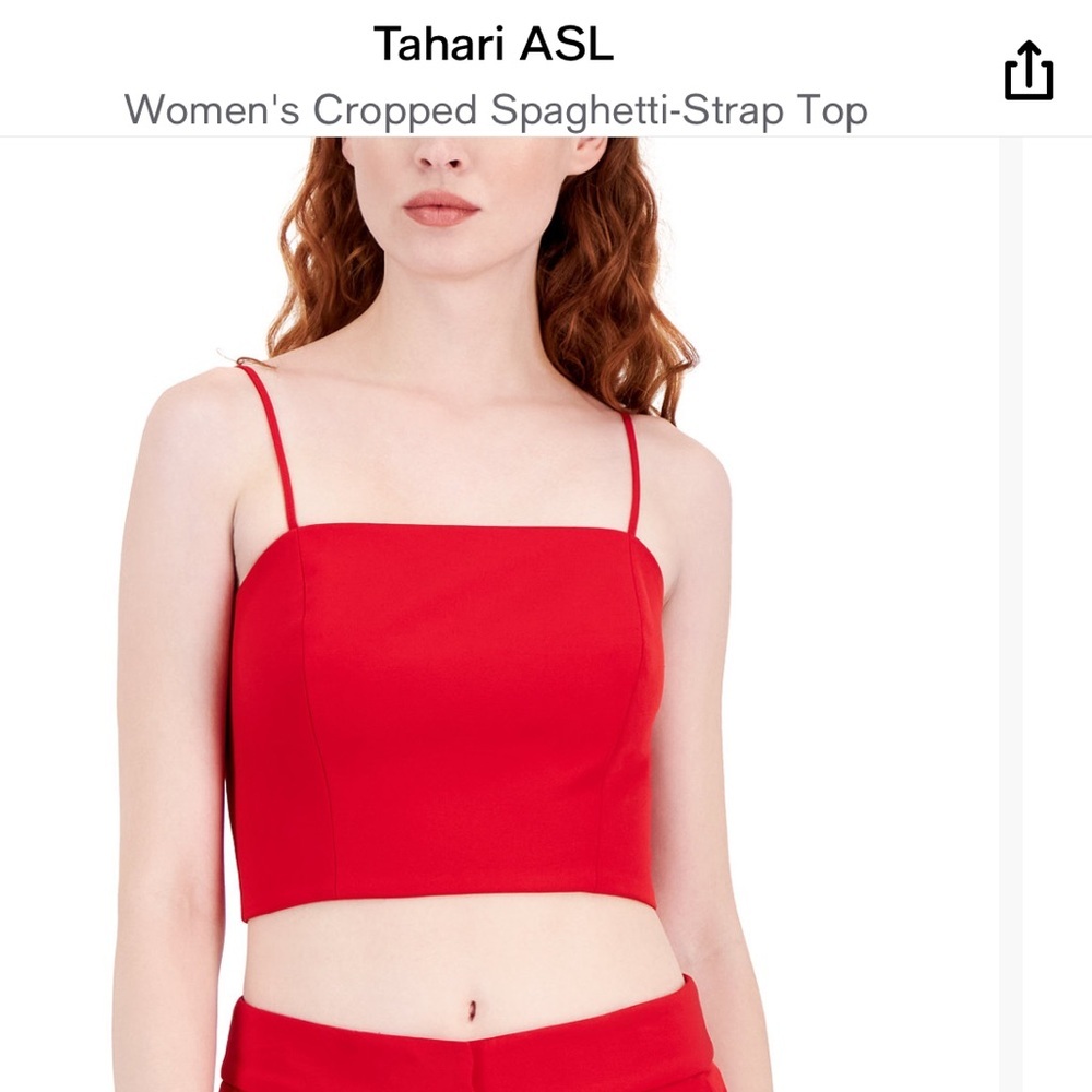 Tahari ASL Red Sleeveless Fitted Crop Top